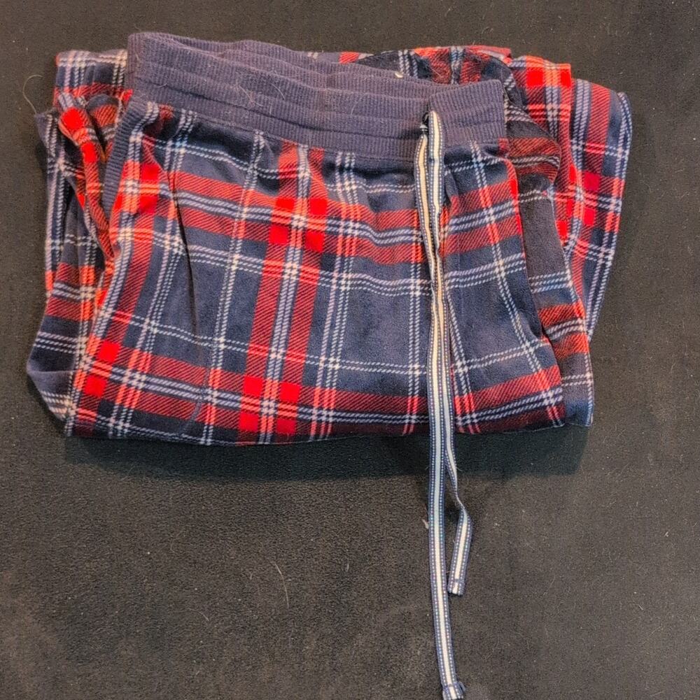 Nautica Women’s Blue/Red/White Plaid Flannel Drawstring Pajama Pants XXL